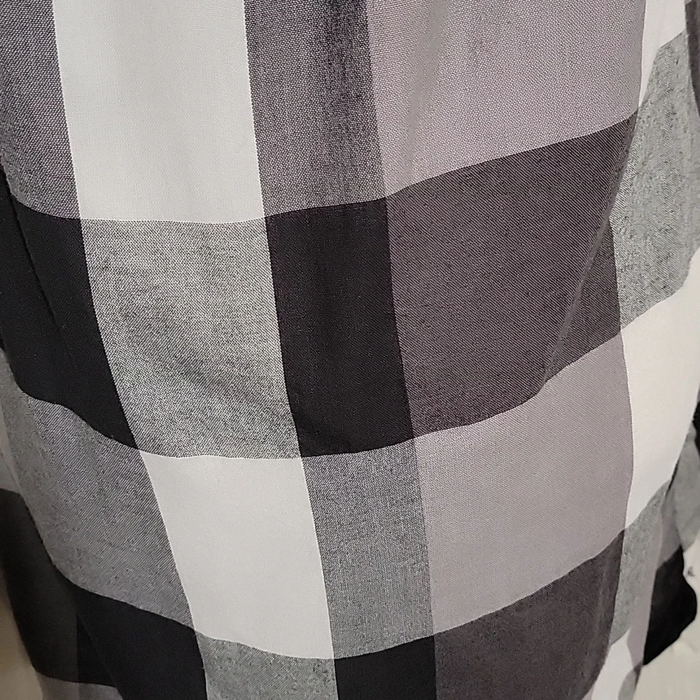 Who What Wear Mini Dress Off The Shoulder Buffalo Plaid Checkered Black White M - Picture 11 of 15